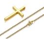 REVEMCN Gold Silver Black Cross Necklace, Simple Stainless Steel Cross Pendant Necklace for Men Women Kids 18-24 Inches Chain