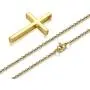 REVEMCN Gold Silver Black Cross Necklace, Simple Stainless Steel Cross Pendant Necklace for Men Women Kids 18-24 Inches Chain