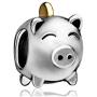 CharmSStory Silver Plated Cute Pig Charm Beads for Bracelets