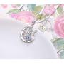 Ladytree S925 Sterling Silver Angel Baby Fairy Moon Jewelry Pendant Necklace for Women Princess Gifts,18 inches