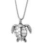 Stainless Steel Mens Womens Sea Turtle Tortoise Pendant Necklace, 30 inches Wheat Chain, Animal Love