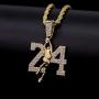 14k Gold Tone Iced Out Hip Hop Pendant (Basketball Necklace) with Choice of 24'' Rope Chain or 20'' 4mm Tennis Chain - Available in Slam Dunk, 23, Basketball Hoop, Goat, and Basketball Jersey