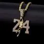 14k Gold Tone Iced Out Hip Hop Pendant (Basketball Necklace) with Choice of 24'' Rope Chain or 20'' 4mm Tennis Chain - Available in Slam Dunk, 23, Basketball Hoop, Goat, and Basketball Jersey