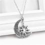 Sun Crescent Moon Necklace Choker Vintage Gothic Sunflower Sunshine Pendant Neckalce for Women Girls Statement Jewelry Gifts