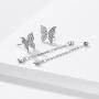 Mints Sterling Silver Butterfly Earring Cubic Zirconia Dangle Earrings Drop Jewelry for Women