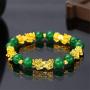 MANRUO Feng Shui Amulet Bracelet The Best Prosperity Bead Bracelet with 5 Vietnamese Sand Gold Plated Pi Xiu/Pi Yao Lucky Wealthy Brecelet