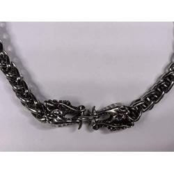 Skye Jewelry Heavy Wheat Link Chain Necklace/Choker w/Dragons & Adjustable Clasp Fits 13.5” – 16”