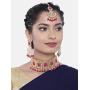 Aheli Faux Pearl Choker Necklace with Earrings Indian Traditional Bollywood Jewelry Set for Women Girls