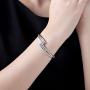 Menton Ezil Love Encounter Crystals Bangle Bracelets White Gold Plated Adjustable Hinged Jewelry