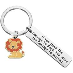 ENSIANTH Wizard of Oz Jewelry If You Have The Courage to Begin You Have The Courage to Succeed Keychain Lion Lover Gifts Animal Positive Jewelry Graduation Student Gift