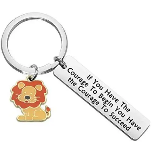 ENSIANTH Wizard of Oz Jewelry If You Have The Courage to Begin You Have The Courage to Succeed Keychain Lion Lover Gifts Animal Positive Jewelry Graduation Student Gift