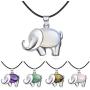 JXMYBA Cute Elephant Pendant Necklace Womens Mens Healing Chakra Gemstone Pendant Meditation Jewelry Lucky Birthstone Necklace with Stainless Steel Necklace with Gift Box Packaging