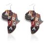 TIANHONGYAN 2 Pairs African Map Natural Wooden Dangle Earrings Ethnic Style African Multicolor Drop Earrings for Women Girls Lightweight Bohemia Style Earrings