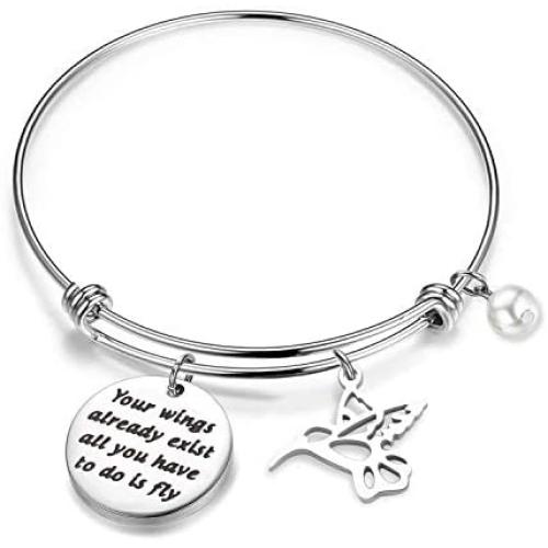 Inspirational Bracelets Your Wings Already Exist All You Have to do is Fly Hummingbird Charm Bangle Bracelet