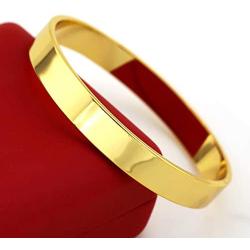 Shine Jewelry 18K Yellow Gold Filled Plain Round Bangle Bracelet 10MM Wide Band Anniversary Wedding Jewelry Gift for Women,Wife,Mother,Sister,Friends