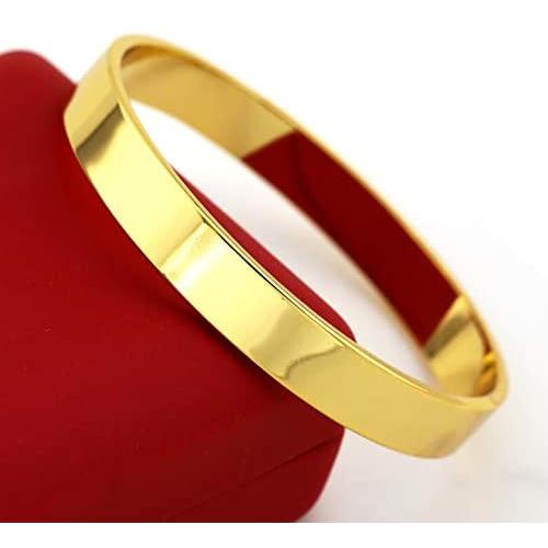 Shine Jewelry 18K Yellow Gold Filled Plain Round Bangle Bracelet 10MM Wide Band Anniversary Wedding Jewelry Gift for Women,Wife,Mother,Sister,Friends