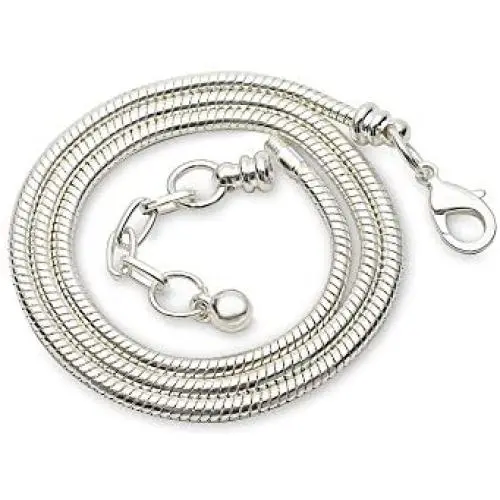 RUBYCA 10pcs 45cm White Silver Plated Snake Chain Necklace European Charm Beads Lobster Clasp Jewelry RUBYCA 10pcs 45cm White Silver Plated Snake Chain Necklace European Charm Beads Lobster Clasp Jewelry