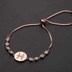 ENSIANTH Rose Gold Zodiac Sign Adjustable Bracelet Birthday Gift for Women Girls