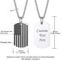 Mens Military Tag Necklace Stainless Steel Vintage Black Enamel Star US America Flag Dog Tag Pendant Necklaces with Chain 22 Inch