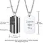 Mens Military Tag Necklace Stainless Steel Vintage Black Enamel Star US America Flag Dog Tag Pendant Necklaces with Chain 22 Inch