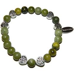 Irish Connemara Marble Celtic Heart Beaded Bracelet