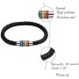 Nanafast Titanium Stainless Steel Magnet Rainbow LGBT Pride Handmade Braided Bracelet PU Leather Weave Plaited Jewelry