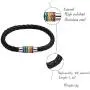 Nanafast Titanium Stainless Steel Magnet Rainbow LGBT Pride Handmade Braided Bracelet PU Leather Weave Plaited Jewelry