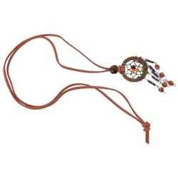 MJartoria Dream Catcher Pendant Necklace BFF Gifts Car Charm Beads Cluster Dangle Suede Rope Necklace