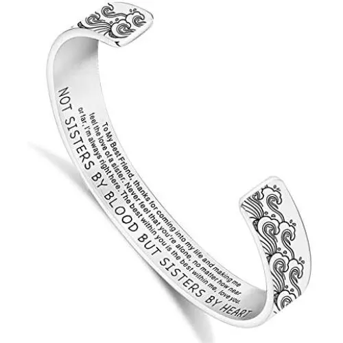 Friendship Bracelet Best Friend Jewelry Gift Inspirational Cuff Bangle Engraved Personalized Motivational Birthday Present Gift for Her Girls Friendship Bracelet Best Friend Jewelry Gift Inspirational Cuff Bangle Engraved Personalized Motivational Birthday Present Gift for Her Girls