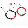 Barsly 1 pc Charm Gold Silver Spartan Helmet Black and Red Beads Braided Bracelet Adjustable Jewelry for Men