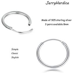 Small Silver Hoop Earrings-3 Pairs Cartilage Earring Hoop Set|Silver Hoop Earrings for Women Men Girls Boys Lips Nose Rings 8/10/12mm
