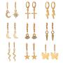 9 Pairs Set Earrings, Lightning Moon Star Cross Ear Clip, Snake Butterfly Animal Combination Jewelry, Gifts For Women And Girls