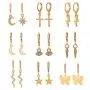 9 Pairs Set Earrings, Lightning Moon Star Cross Ear Clip, Snake Butterfly Animal Combination Jewelry, Gifts For Women And Girls
