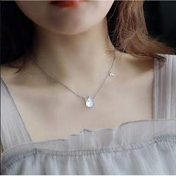 925 Sterling Silver Synthetic Opal Necklace Unicorn Necklace for Women Heart Pendant Jewelry Anniversary Birthday Gifts for Her