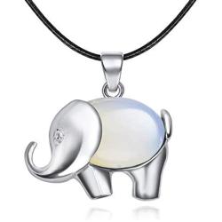JXMYBA Cute Elephant Pendant Necklace Womens Mens Healing Chakra Gemstone Pendant Meditation Jewelry Lucky Birthstone Necklace with Stainless Steel Necklace with Gift Box Packaging
