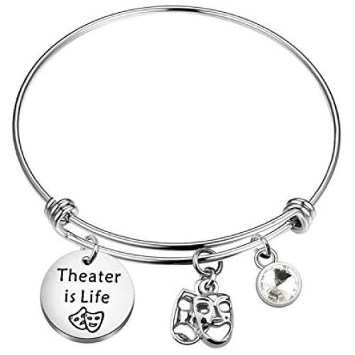 WSNANG Theatre Drama Gift Theater is Life Bracelet Broadway Lover Gift Drama Student Graduation Gift Inspirational Theatre Mask Jewelry for Actor Actress