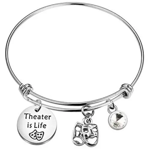 WSNANG Theatre Drama Gift Theater is Life Bracelet Broadway Lover Gift Drama Student Graduation Gift Inspirational Theatre Mask Jewelry for Actor Actress