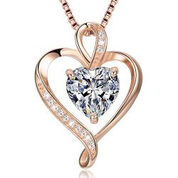 Heart Necklaces for Women 925 Sterling Silver Pendant Necklace Rose Gold Plated White Gold/14K Gold Plated Love Necklace for Her Girlfriend Wife Valentines Day Birthday Women Jewelry Gifts 18''+2''