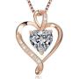 Heart Necklaces for Women 925 Sterling Silver Pendant Necklace Rose Gold Plated White Gold/14K Gold Plated Love Necklace for Her Girlfriend Wife Valentines Day Birthday Women Jewelry Gifts 18''+2''