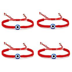 Caiyao 4-5Pcs Evil Eye Woven Bracelets Handmade Weave Hamsa Hand Red Rope Braided Bangle Fatima Palm String Bracelets for Women Girls Friendship Lucky Jewelry