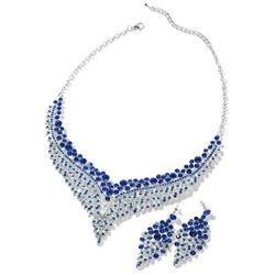 Shop LC Wedding Bridal Crystal Earrings Statement Bib Necklace Jewelry Set for Women Mothers Day Gifts 20'' Cttw 49.2 (White/Red/Blue/Green/Pink)