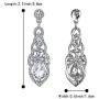 BriLove Womens Wedding Bridal Crystal Art Deco Teardrop Hollow Chandelier Dangle Earrings