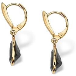 18K Yellow Gold Plated Pear Cut Natural Black Onyx Drop Earrings (29x8.5mm)