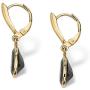 18K Yellow Gold Plated Pear Cut Natural Black Onyx Drop Earrings (29x8.5mm)