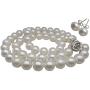 Pearl Romance II Round Pearl II White Pearl Necklace Jewelry Stud Earrings 2 Piece Set for Women Wedding Brides Bridesmaids Cultured Freshwater