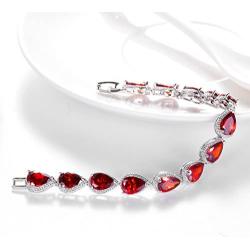 SELOVO Wedding Bridal Teardrop Bracelet Chain Link Cubic Zirconia Silver Tone