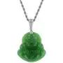 Laughing Buddha Green Jade Pendant Silver Necklace Rope Chain Genuine Certified Grade A Jadeite Jade Hand Crafted, Jade Necklace, 14k Laughing Jade Buddha necklace, Jade Medallion