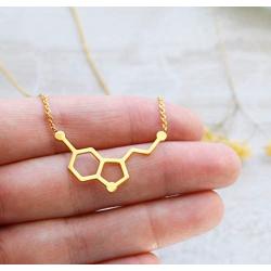 Altitude Boutique Simple Happiness Serotonin Molecule Necklace, Serotonin Neurotransmitter Necklace, Science Jewelry for Science Lovers (Silver, Gold, Rose Gold)