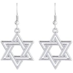 EUEAVAN Fashion Jewish Symbol Star Of David Silver Plated Pendant Earrings Jewelry for Women