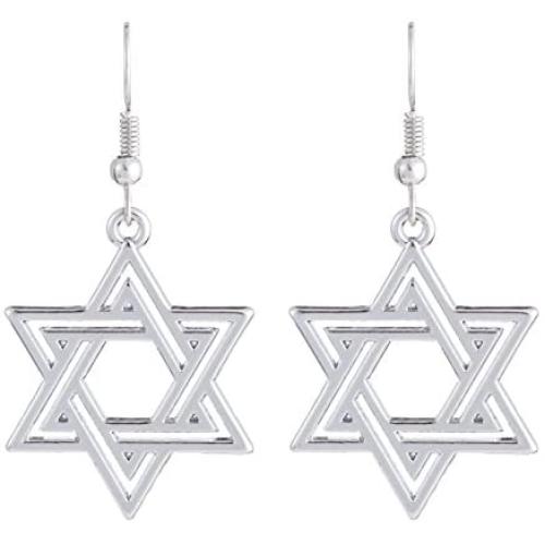 EUEAVAN Fashion Jewish Symbol Star Of David Silver Plated Pendant Earrings Jewelry for Women